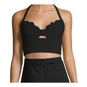 LIKELY McKinsley Scallop trim Bralette / Crop Top in black Side zipper Size XS